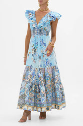 Camilla Ruffled Crystal Embellished Maxi Dress